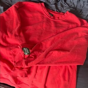 Daily Drills Bright Red Crew Sweatshirt with Sleeve Patch